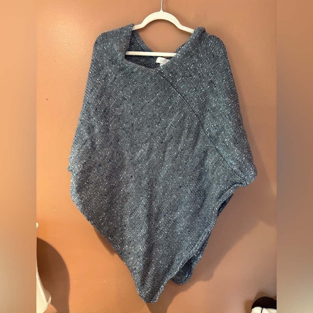 Women's Loft Blue Gray Sweater Poncho